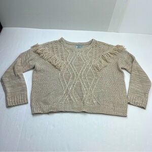 Snails & Cinnamon Heathered Tan Sweater Womens Size Large Cable Knit *TINY FLAW